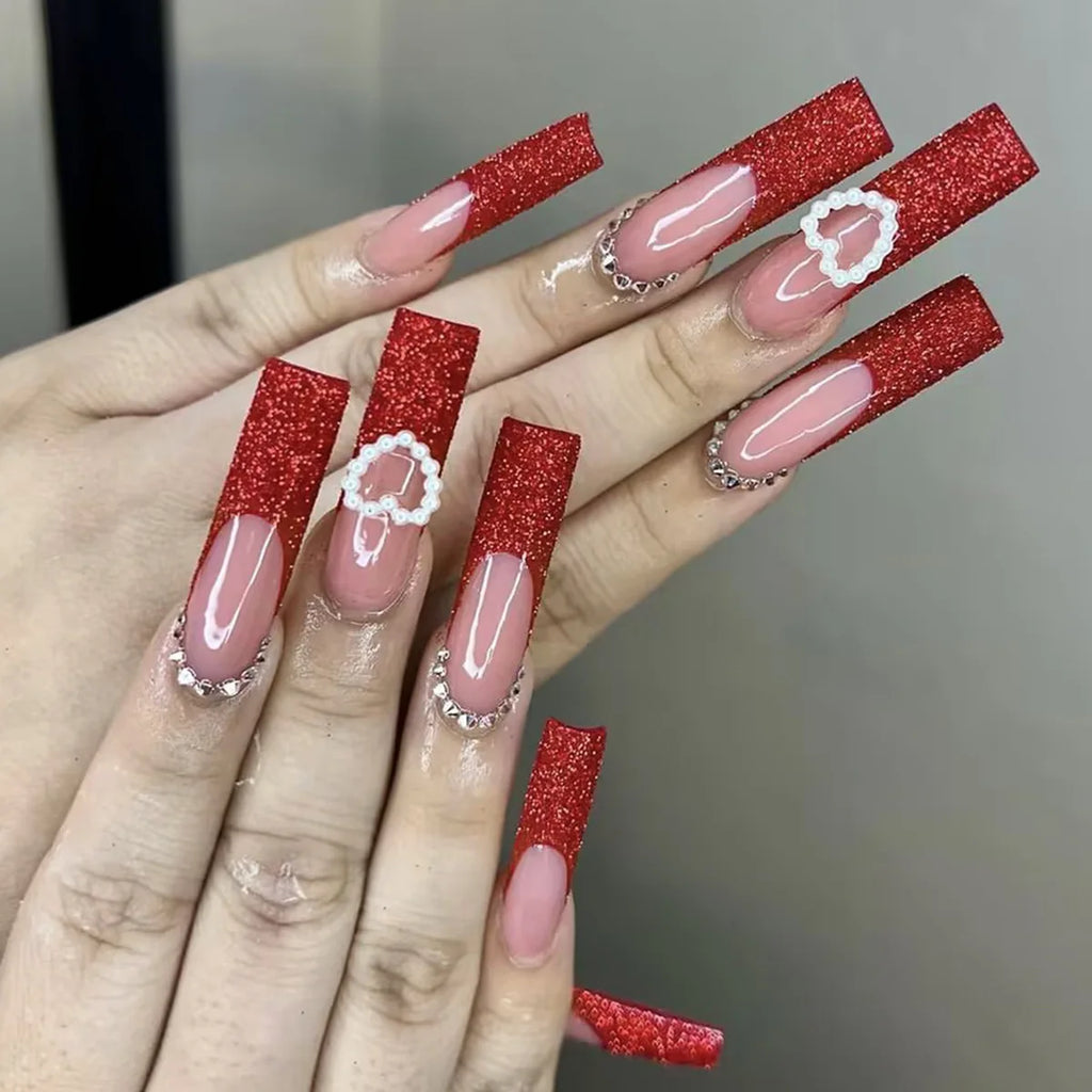 24Pcs Long Square Press on Nails