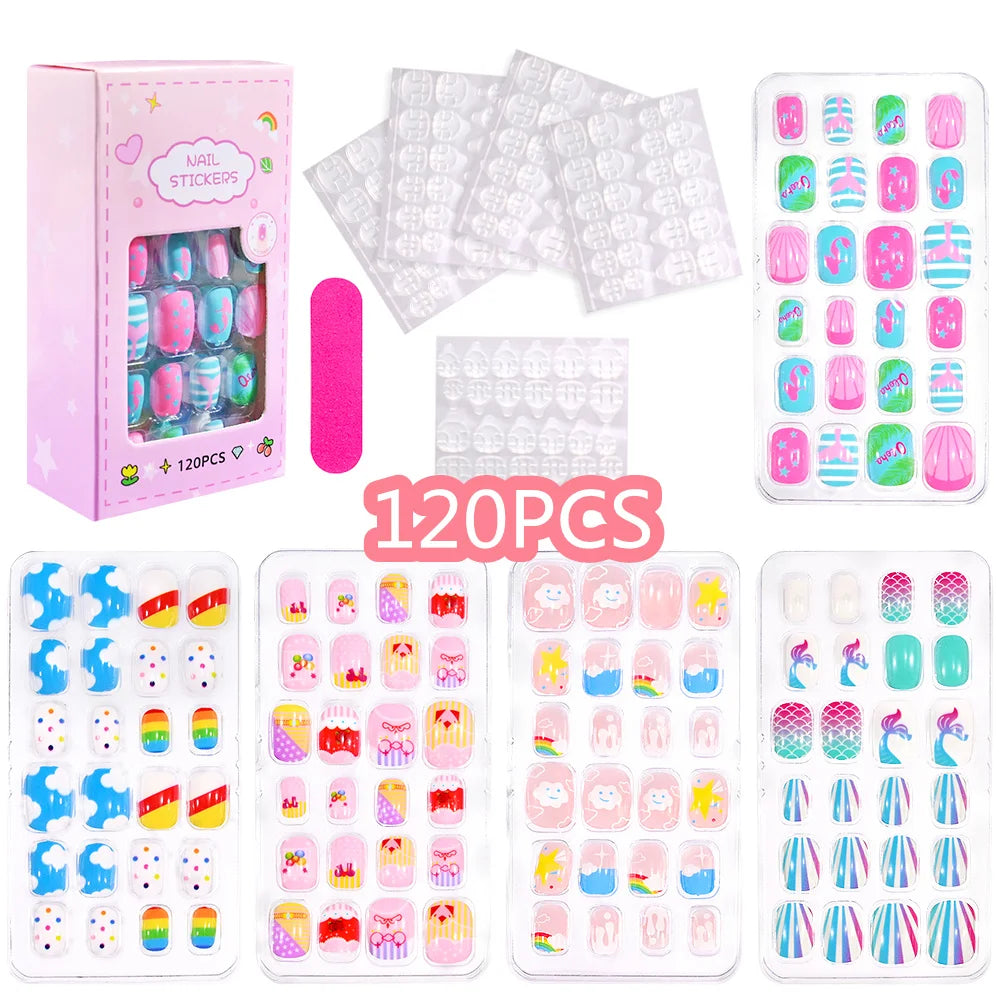 24pcs/box Kids False Press On Nails