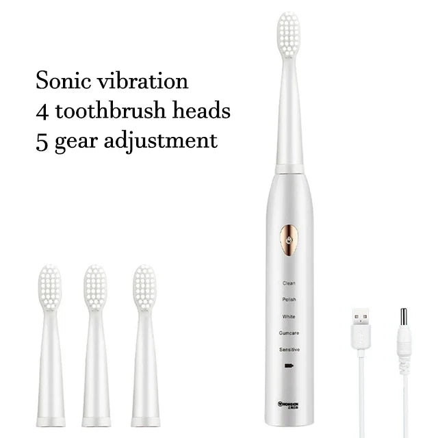 Black White Classic Acoustic Electric Toothbrush