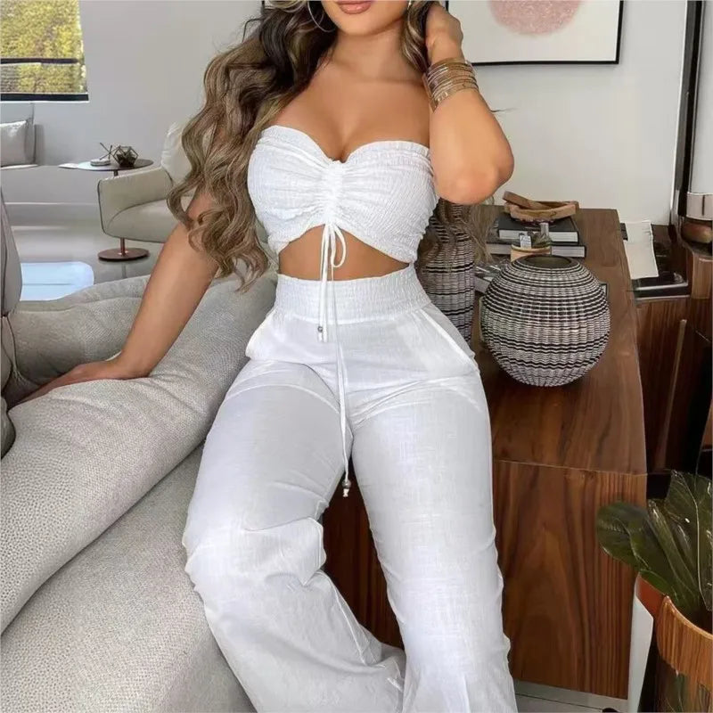 Women's 2-piece Set Bandeau Wide-leg Trousers