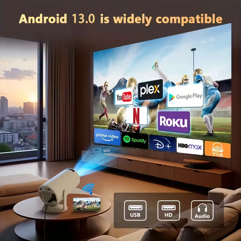 MAOHUTER Projector Z10 Pro 300ANSI 4K Decoding 720P Native Android 13WIFI6 BT5.0 180° Degree Rotation Home Cinema Projector
