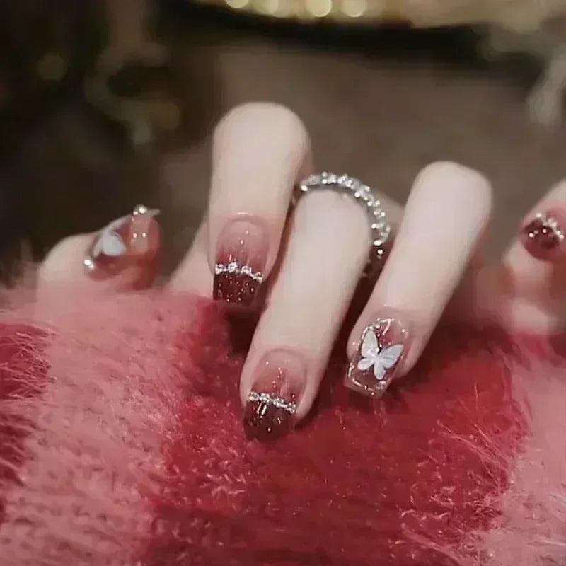 24Pcs French Gradient Ballet Press on Nails