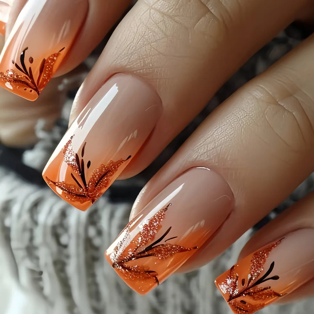 24Pc Short Square Coffin Acrylic Nails Set