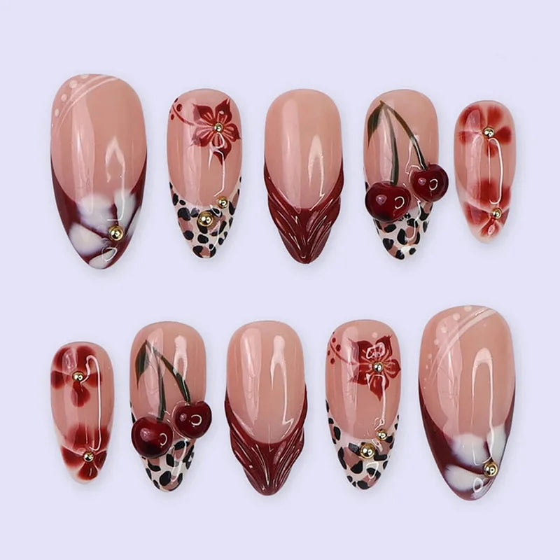 24pcs French Almond Press on Nails