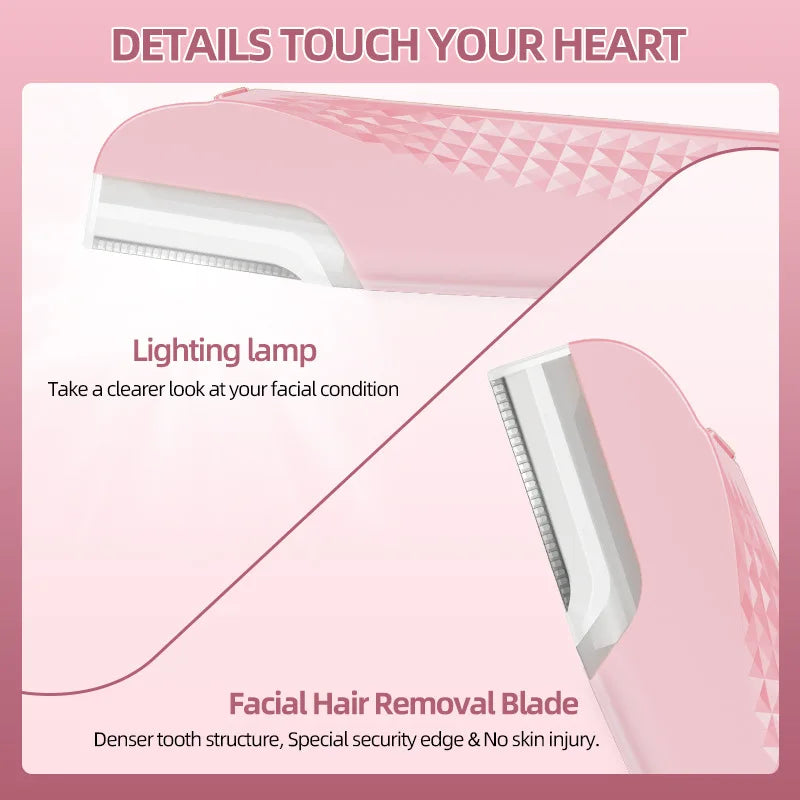 LED Sonic Rechargeable Dermaplane Razor with Light