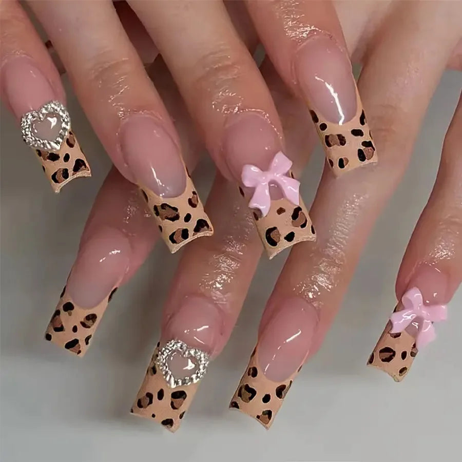 24Pcs Long Square Press on Nails