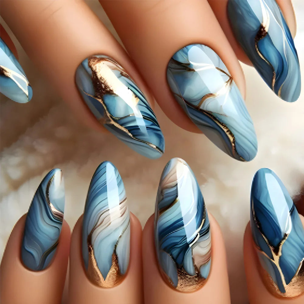 24Pcs Almond Press on Nails