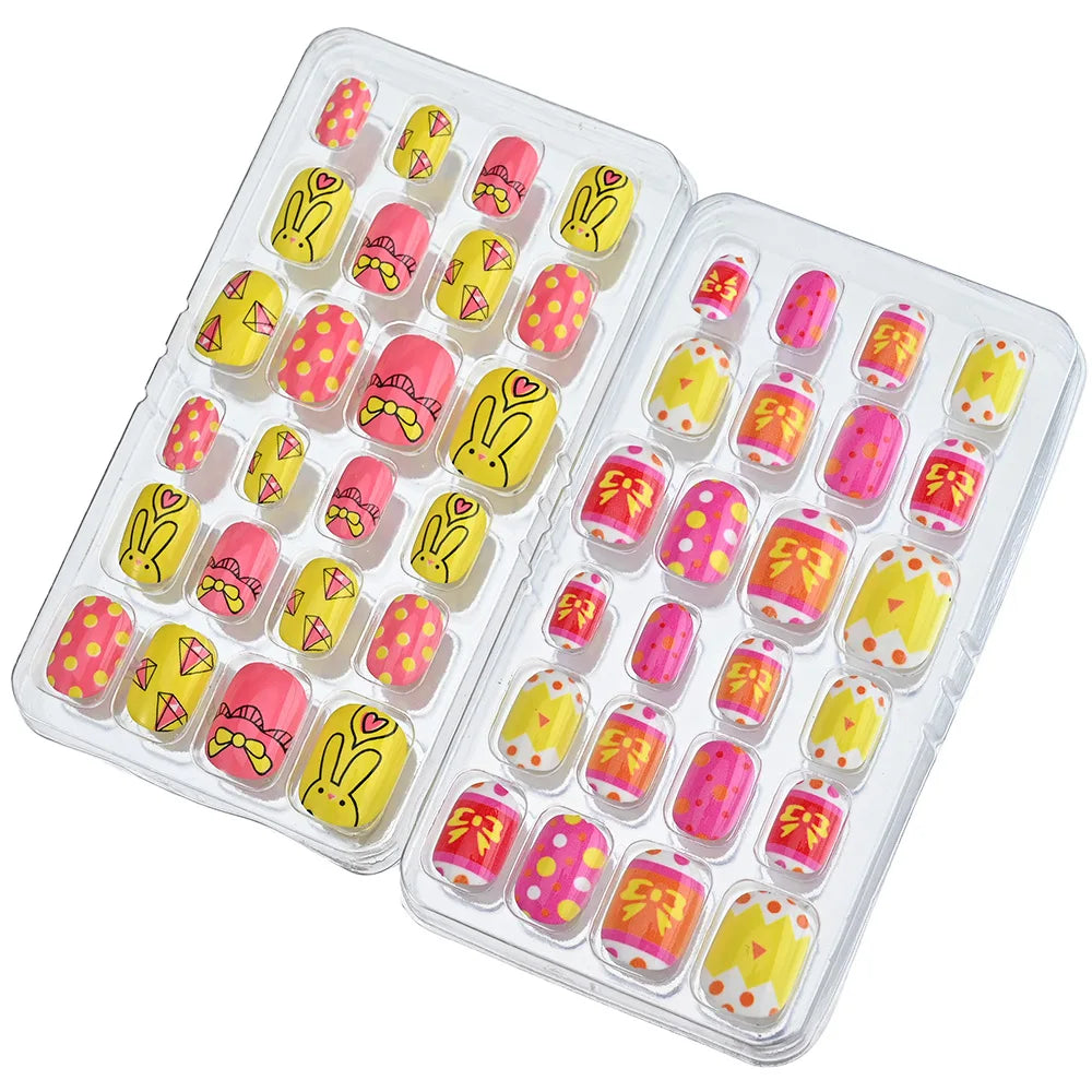 24pcs/box Kids False Press On Nails