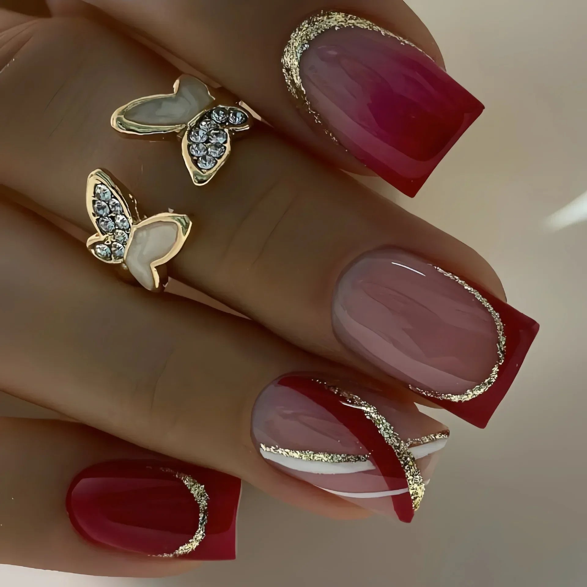 24Pc Short Square Coffin Acrylic Nails Set
