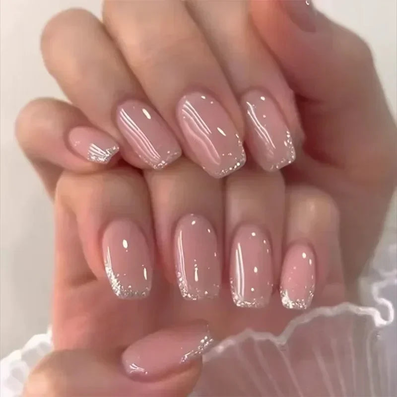 24Pc Short Square Coffin Acrylic Nails Set