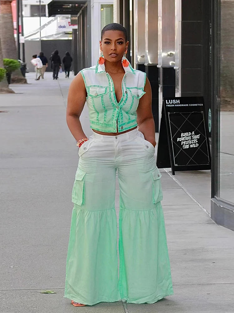 2 Piece Summer Sleeveless Tank Top and Pants Set