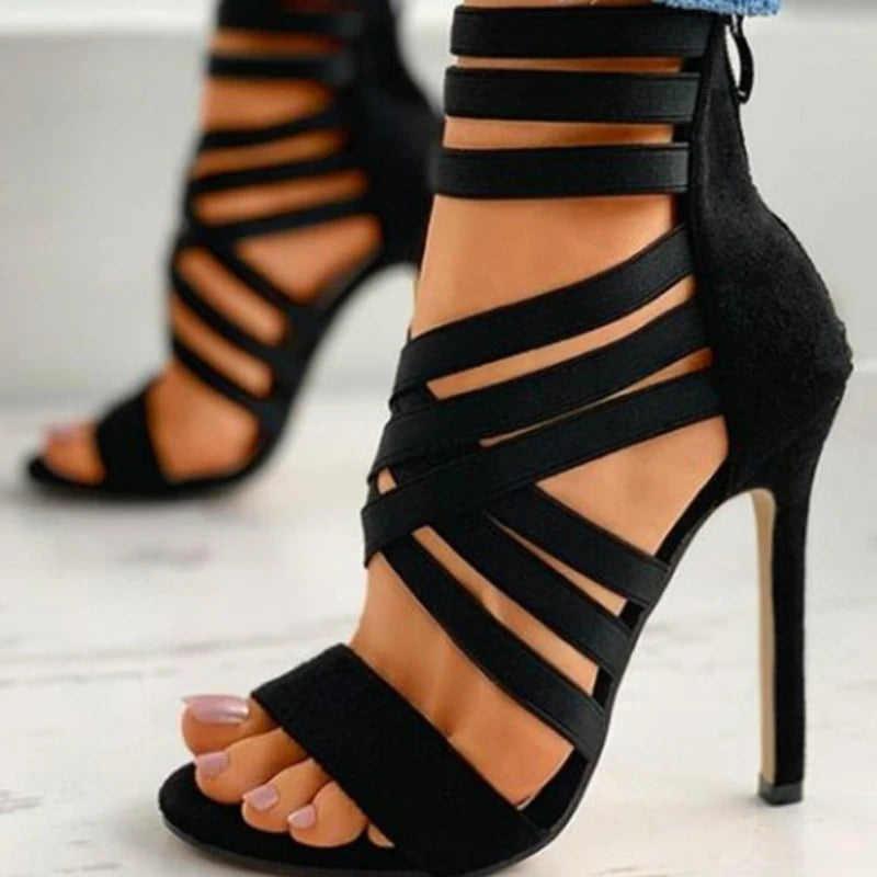 Elastic Band Cross High Heel