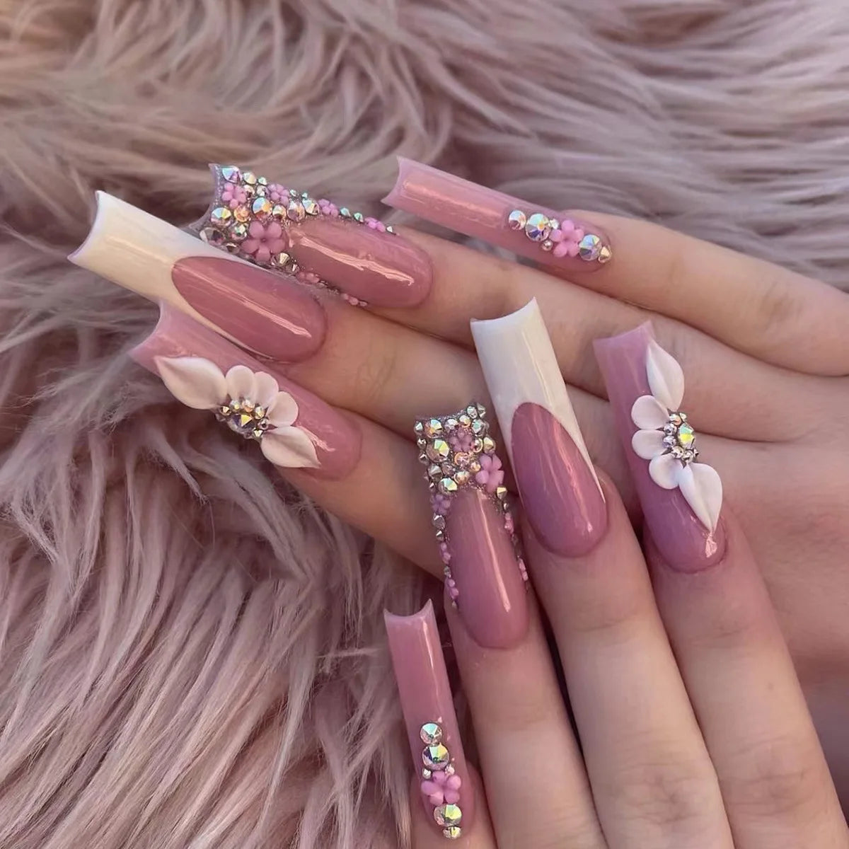 24Pcs Long Square Head Press on Nails