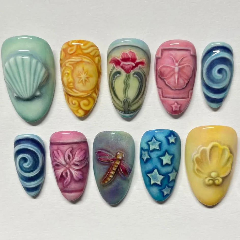 24pcs Vintage Country Style Press On Nails