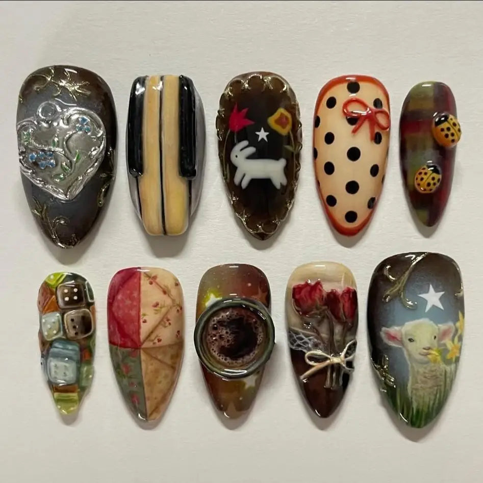 24pcs Vintage Country Style Press On Nails