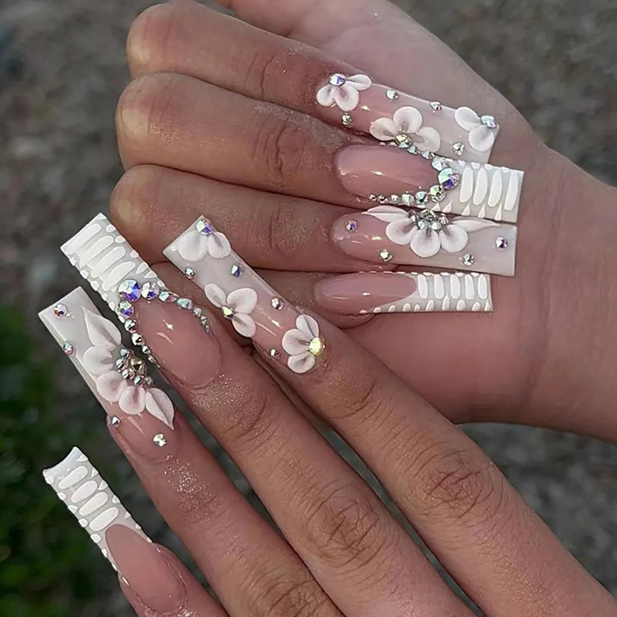 24Pcs Long Square Head Press on Nails