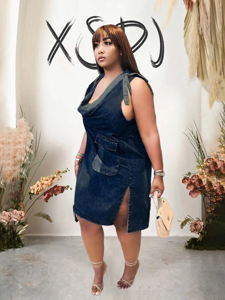 Summer One-piece Dress Jeans Streetwear Women Strapless Denim Dress Elegant Loose Sexy Short Dress Wholesale Dropshipping
