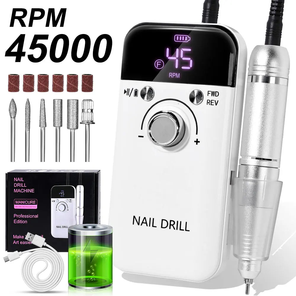 45000RPM Rechargeable Electric Nail Drill Machine