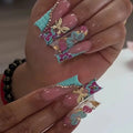 24Pcs Long Ballet French Press on Nails Tip Art
