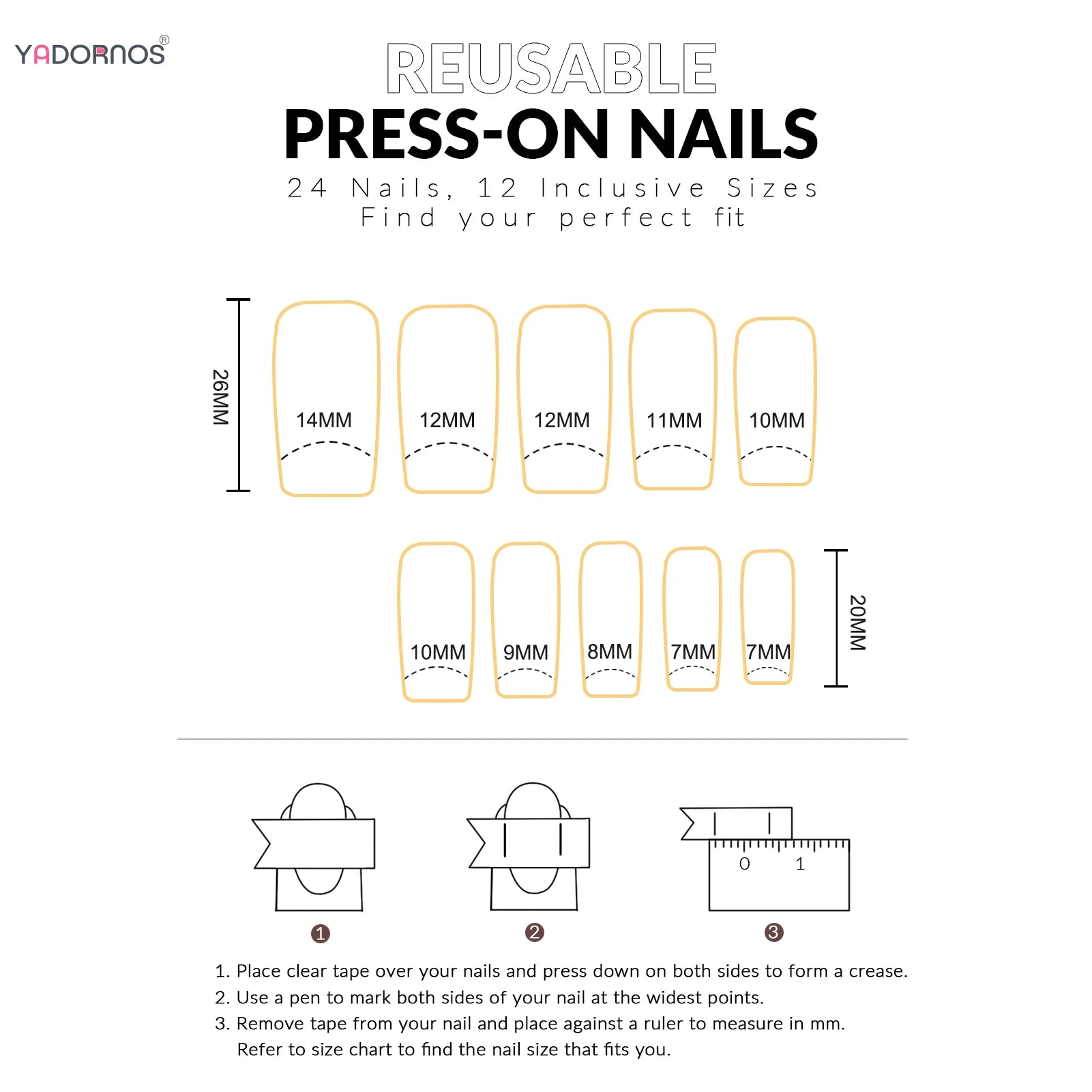 24pcs Japenese Style Coffin Press On Nails