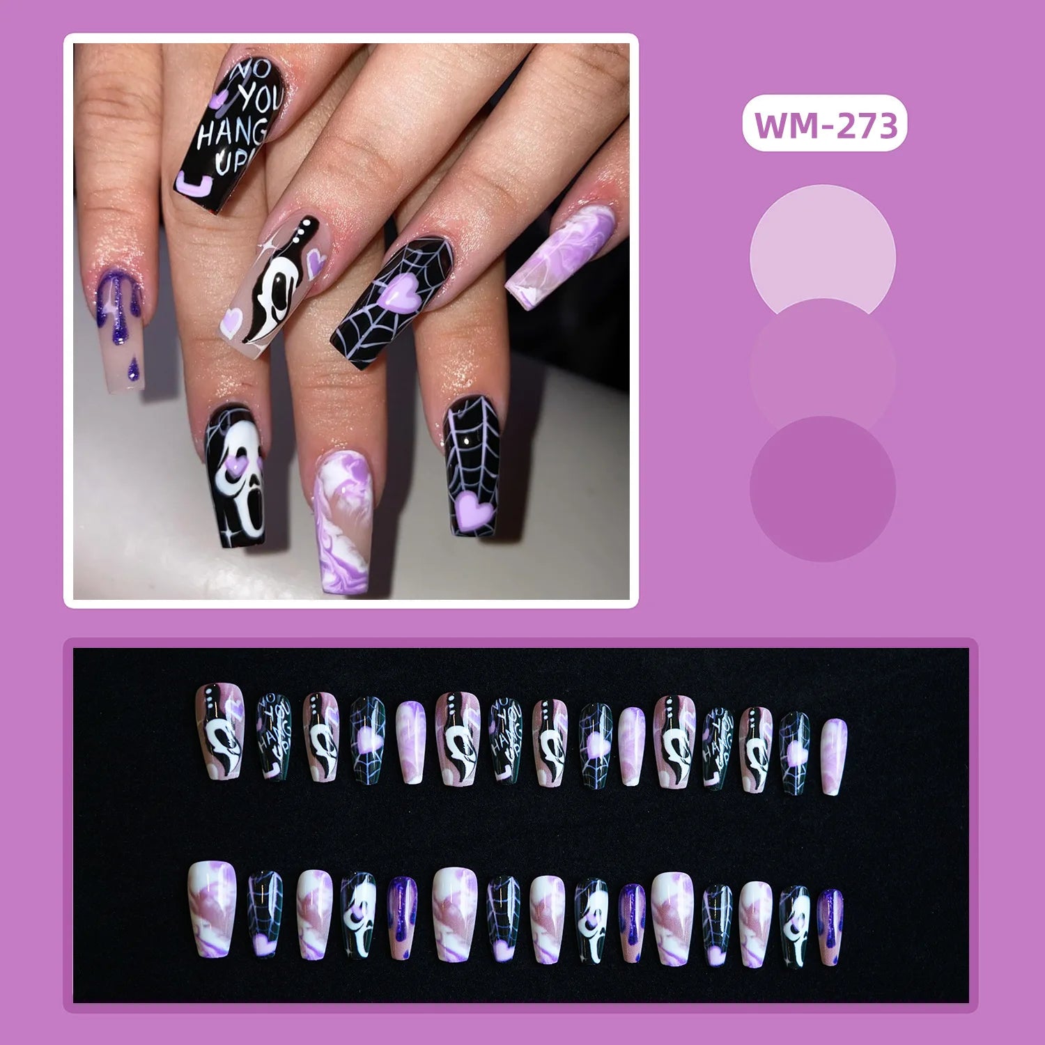 Halloween Long Ballet Press on Nails