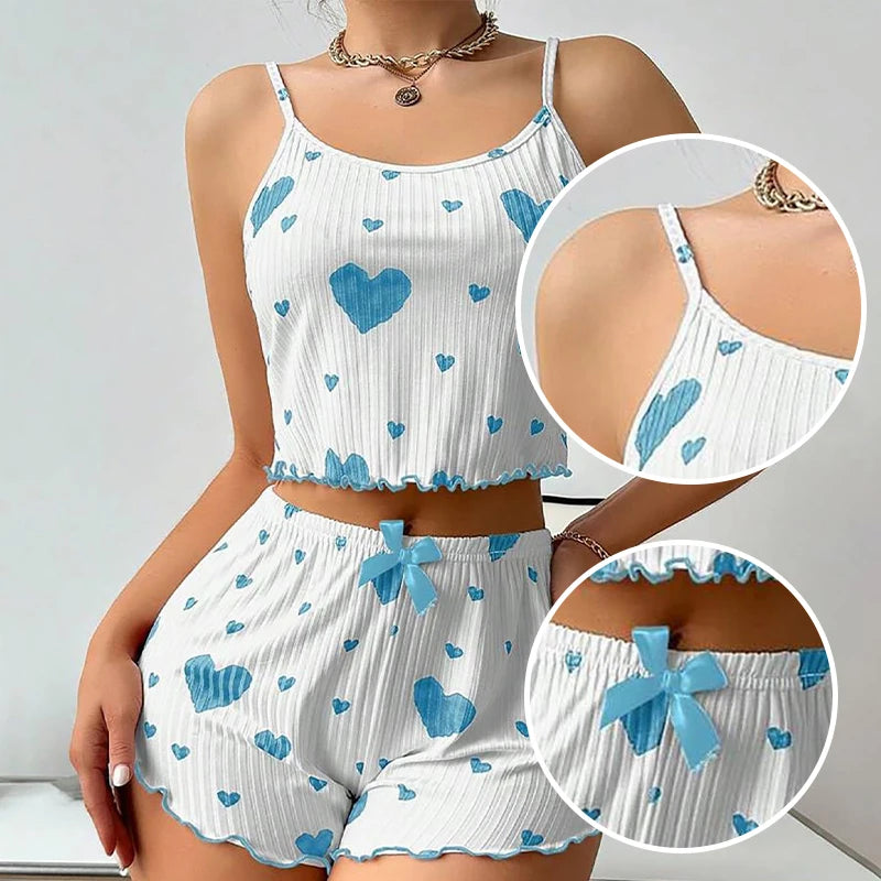 2 PCS Tank Top and Shorts Pajamas Set