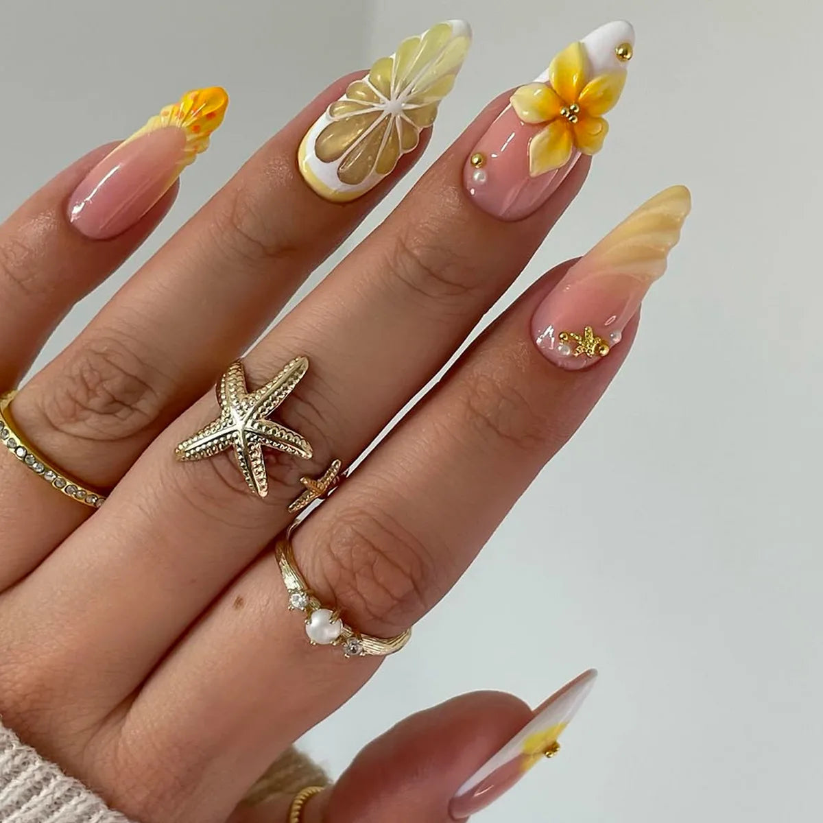 24pcs French Almond Press on Nails