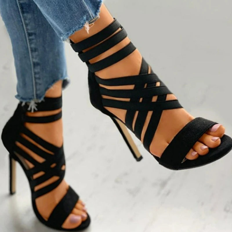 Elastic Band Cross High Heel