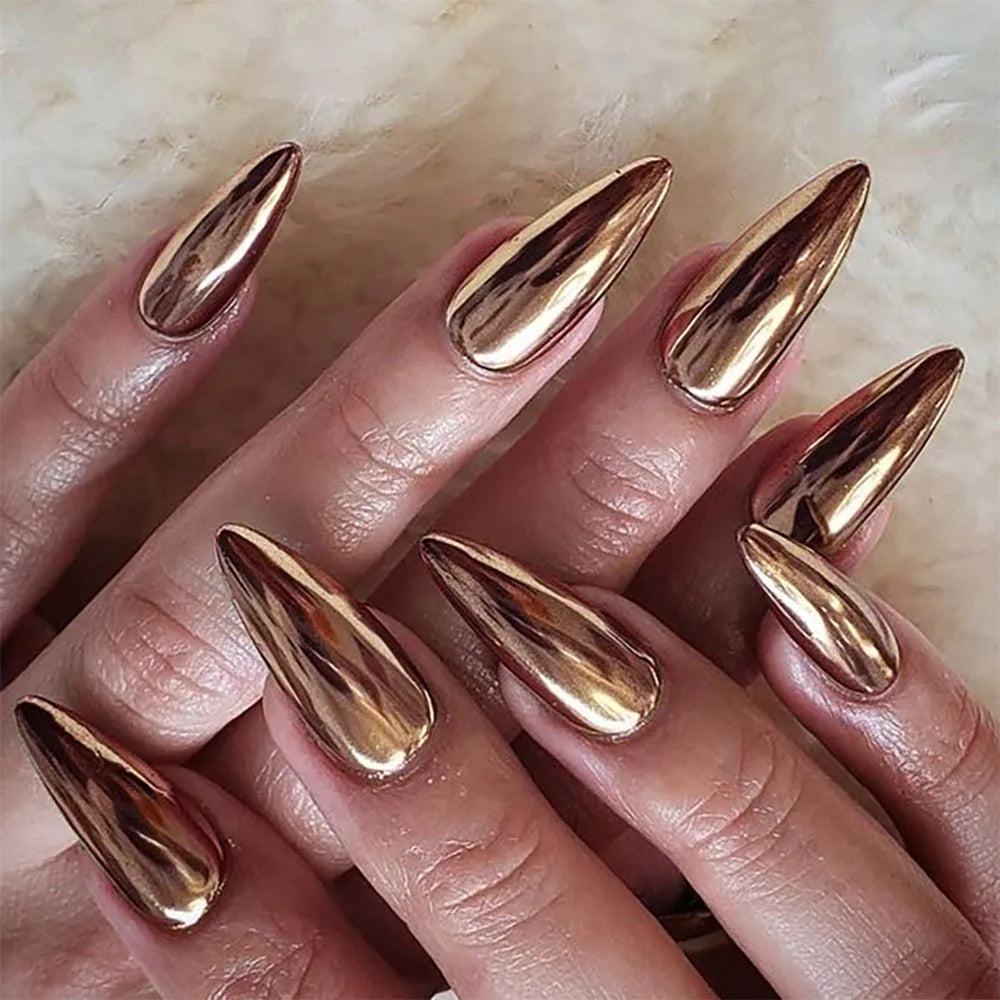 24Pc Black Butterfly Diamond Halloween Long Almond Press on Nails Tips