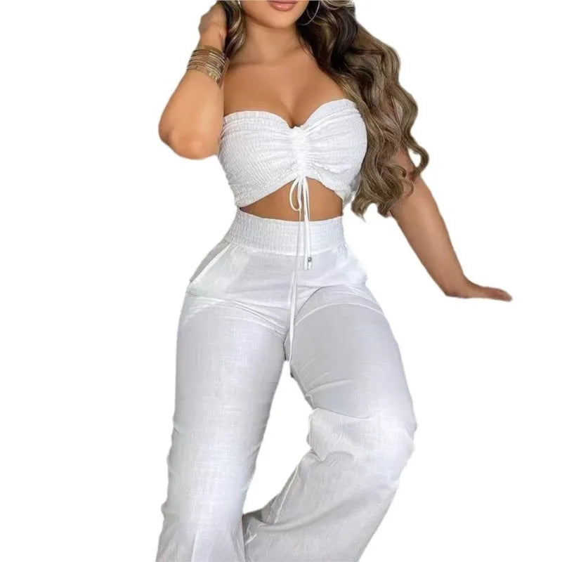 Women's 2-piece Set Bandeau Wide-leg Trousers