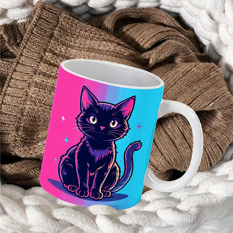 Neon Cyberpunk Black Cat Mug