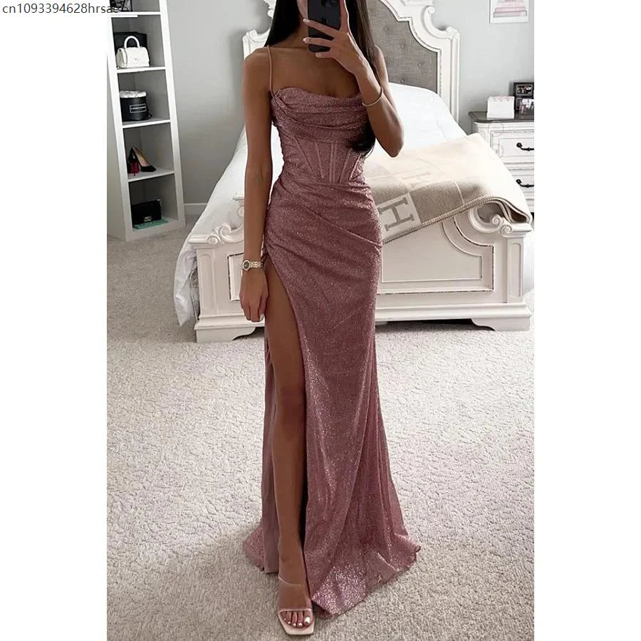 Sexy Off-shoulder Elegant Sequin Gown