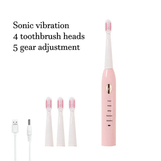 Black White Classic Acoustic Electric Toothbrush