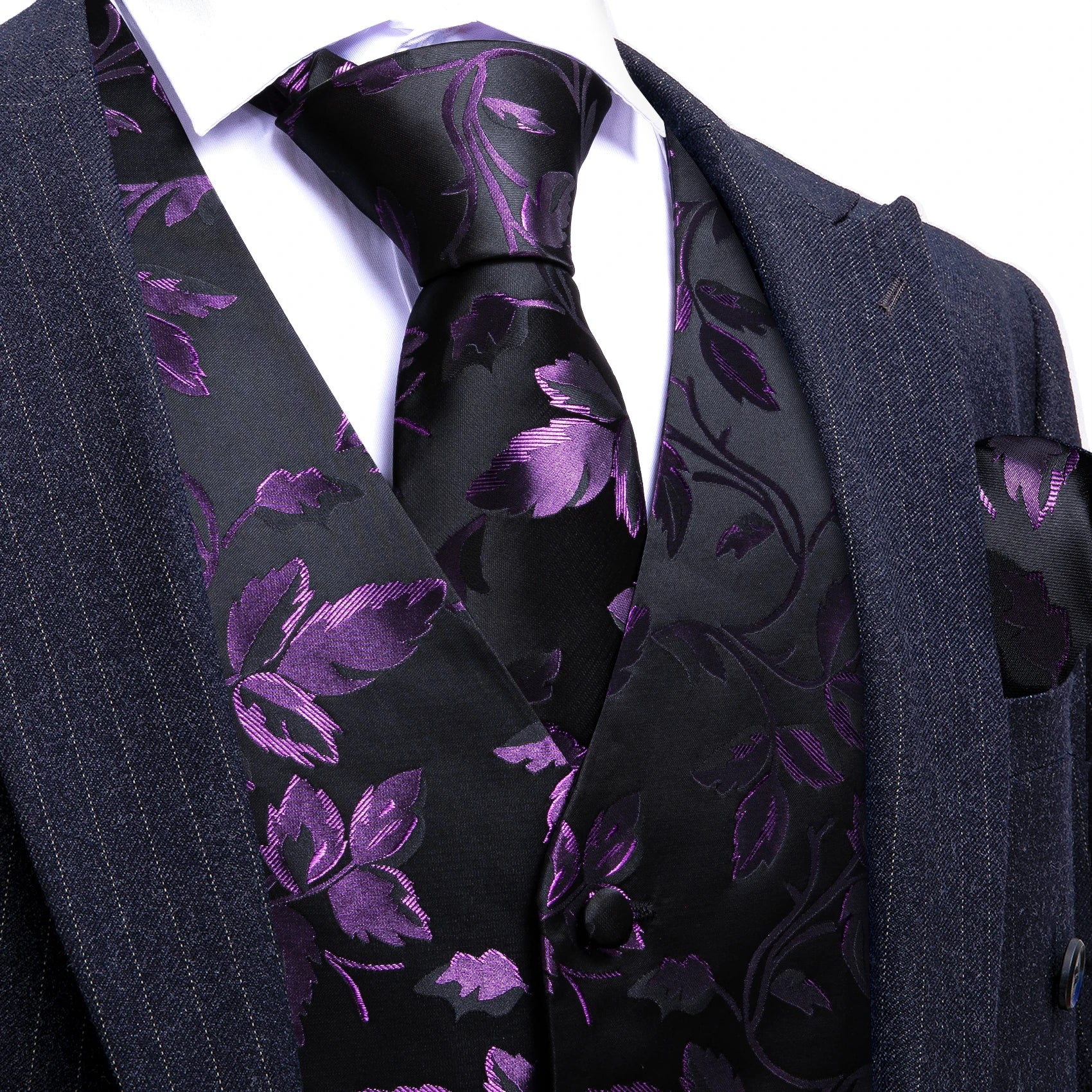 Men Vest Tie Hanky Cufflinks Set