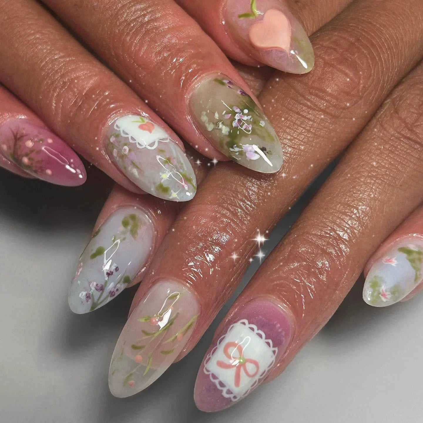 24pcs French Almond Press on Nails