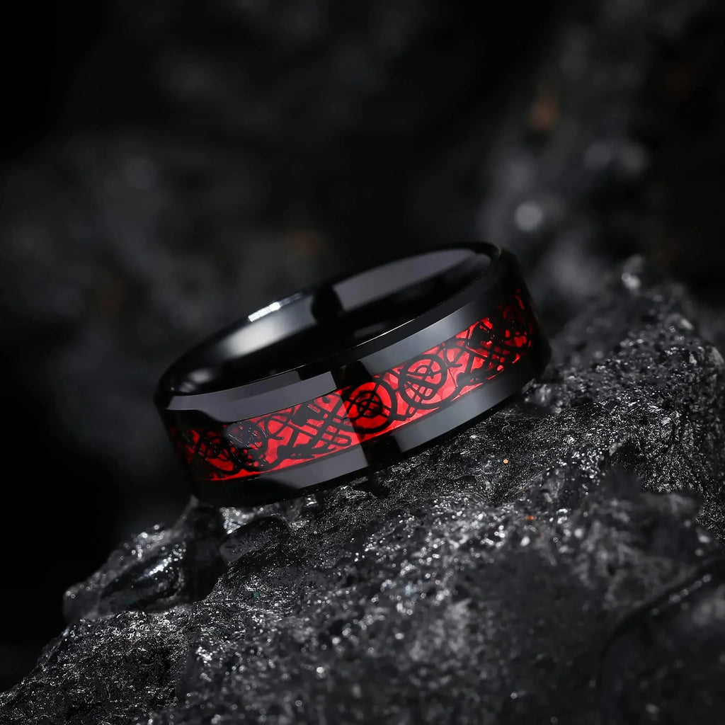 Red Rhinestones Couple Ring Set