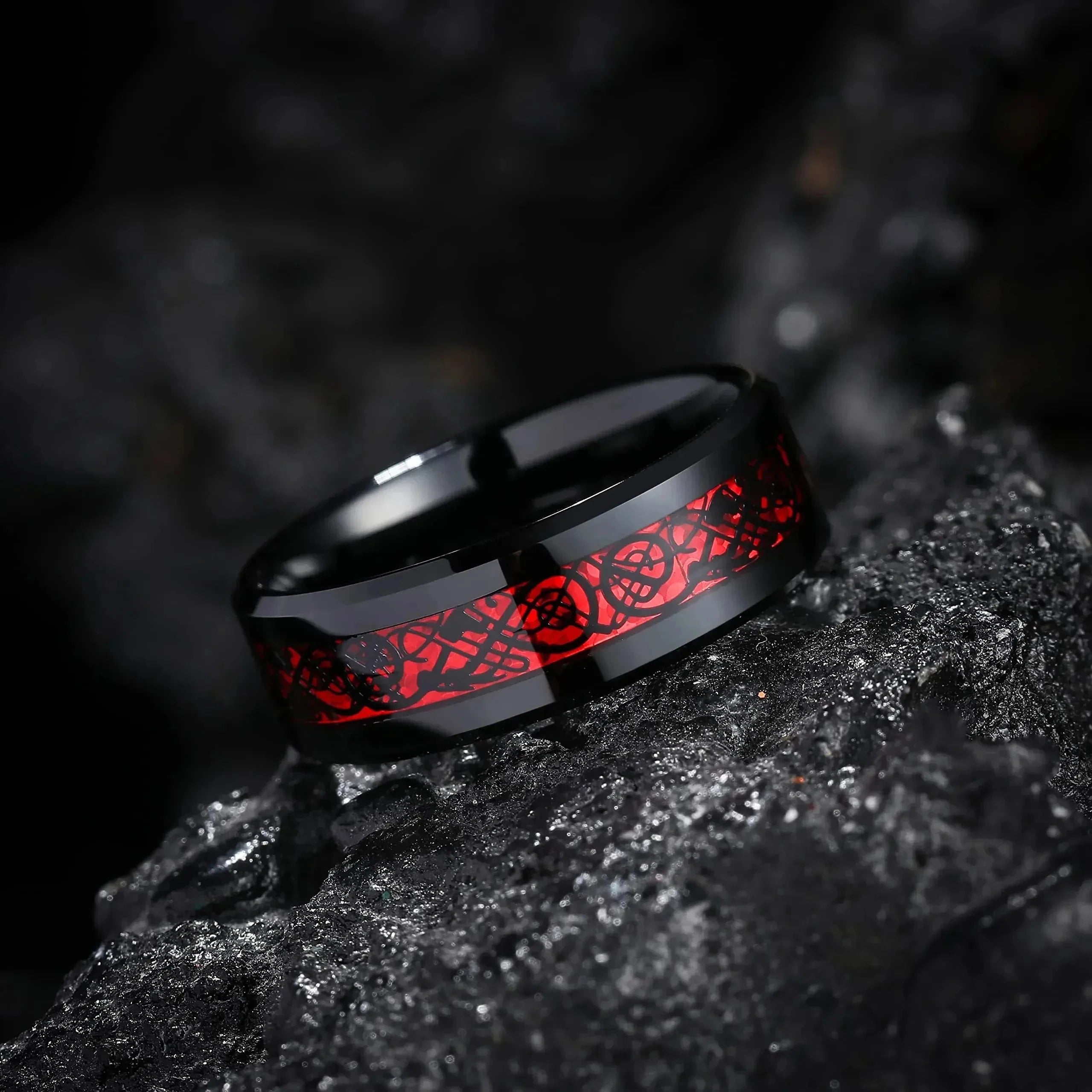 Red Rhinestones Couple Ring Set