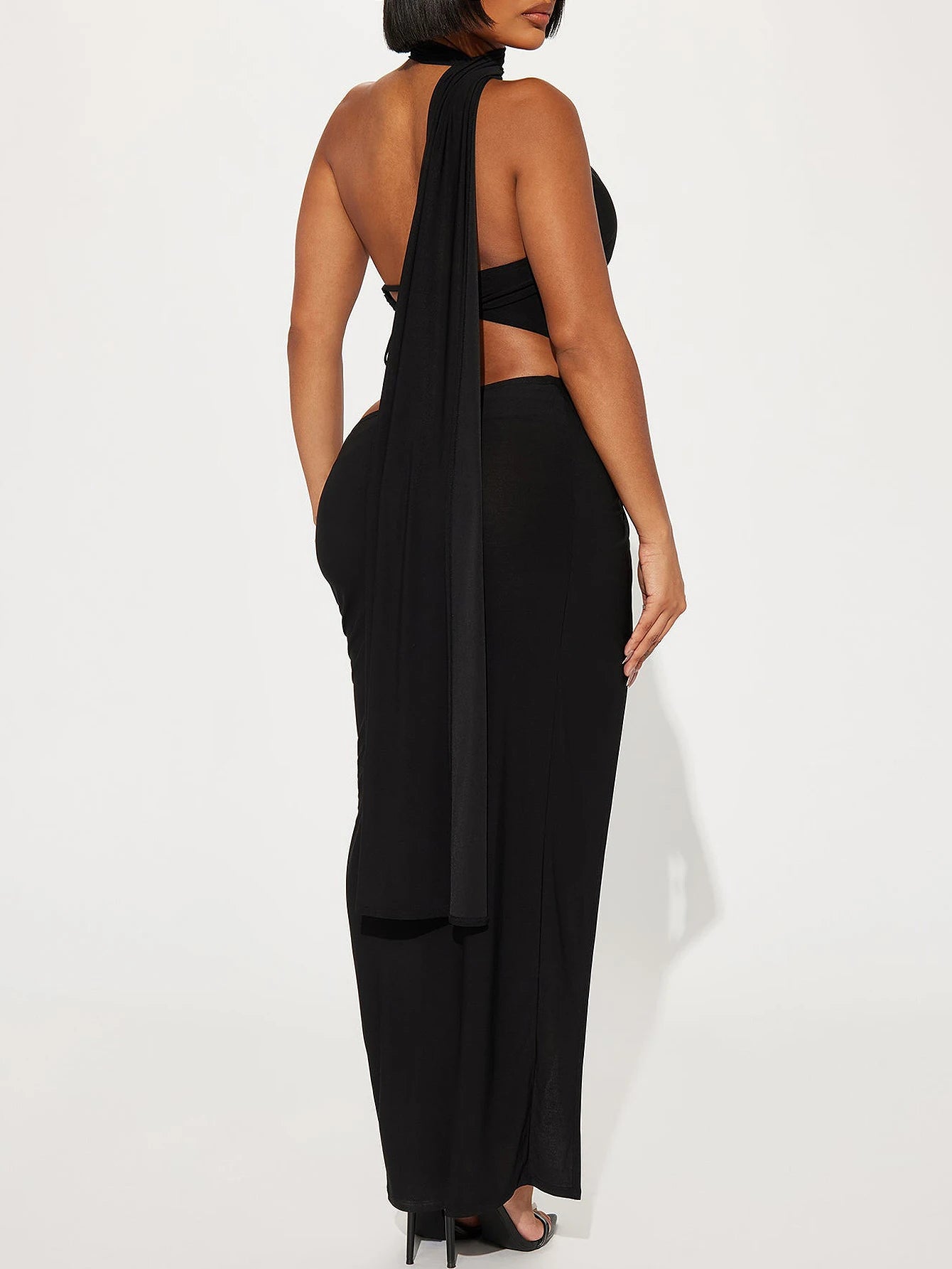 Exposed Mid Section Hip Hugging Dress