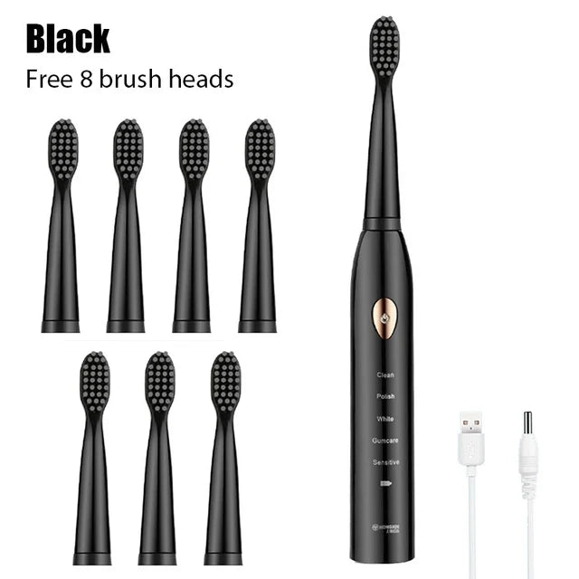 Black White Classic Acoustic Electric Toothbrush