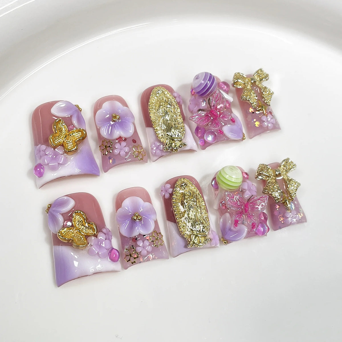 10pcs Ocean Style Duck Bill Press on Nails