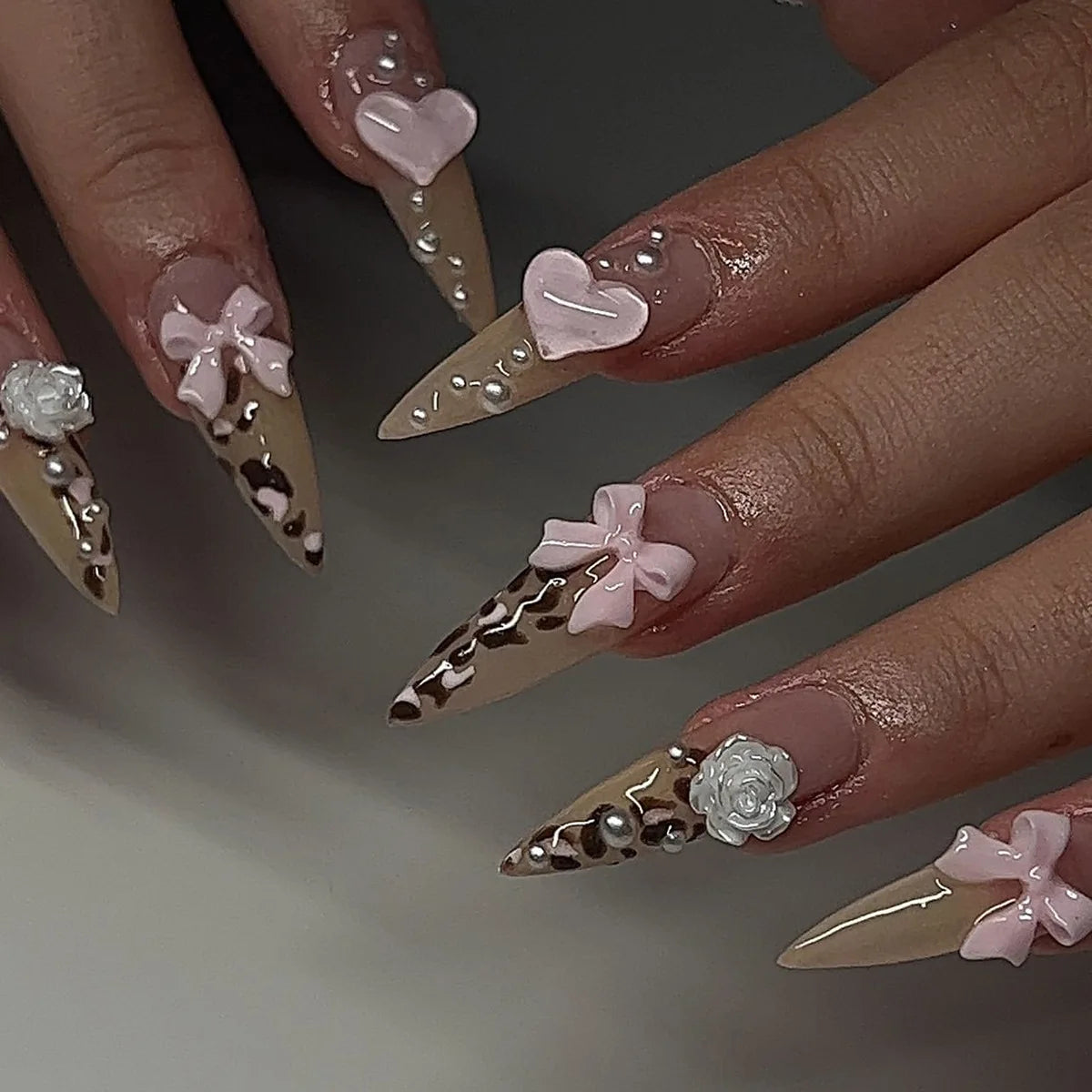 24Pc Black Butterfly Diamond Halloween Long Almond Press on Nails Tips