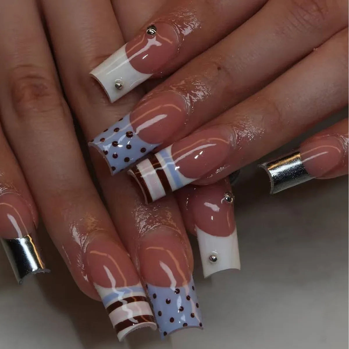 24PCS Medium Square Press on Nails