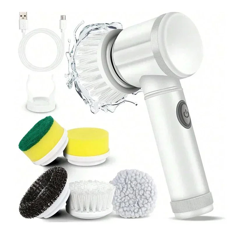 Cordless Electric Spin Scrubber with 5 Brushes