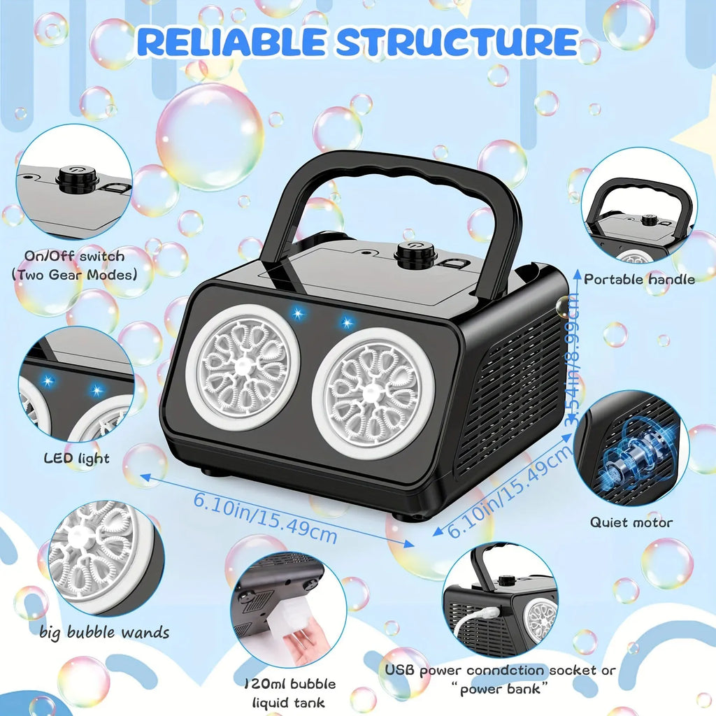 Automatic Bubble Machine Upgrade Bubble Blower with 2 Fans