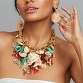 Statement Boho Beads Necklace Starfish&Shells Design