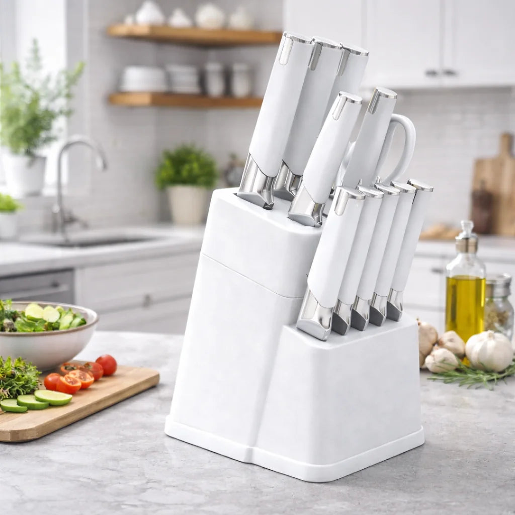 13Pc Professional Kitchen Knife Block Set with 6 Steak Knives
