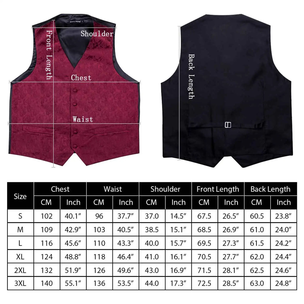 Men Vest Tie Hanky Cufflinks Set
