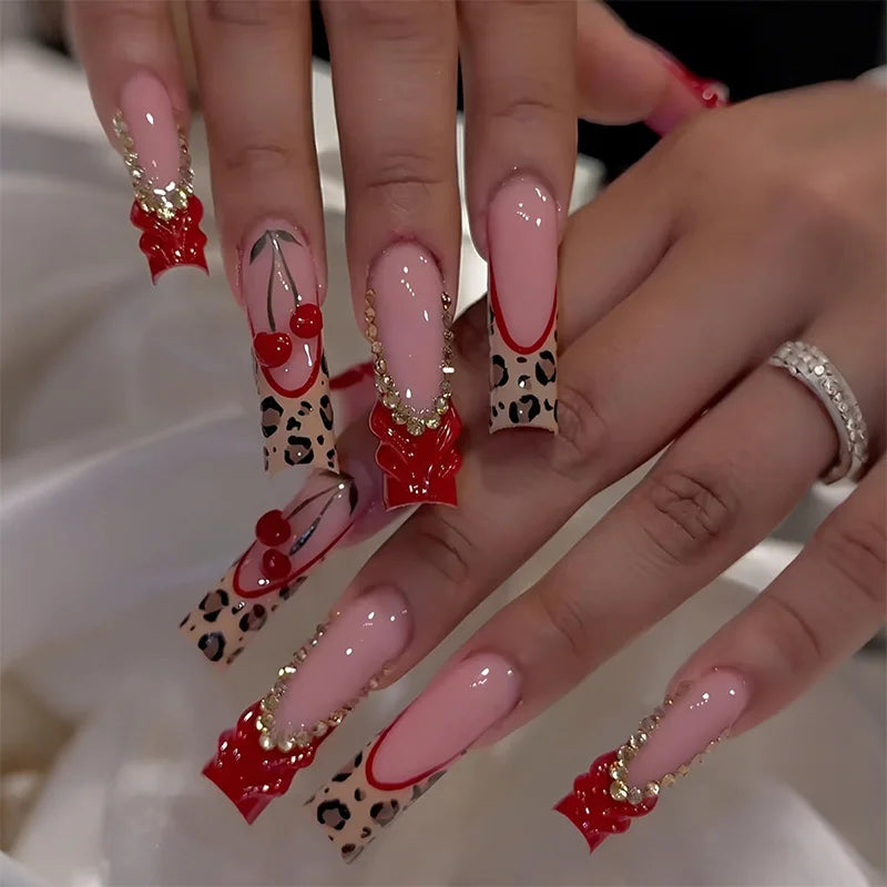 24Pcs Long Square Press on Nails