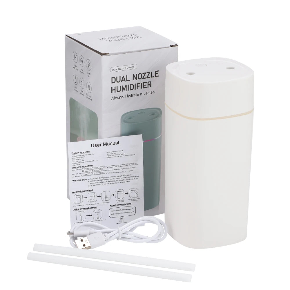 Air Humidifier Double Spray Port Essential Oil Aromatherapy Diffuser