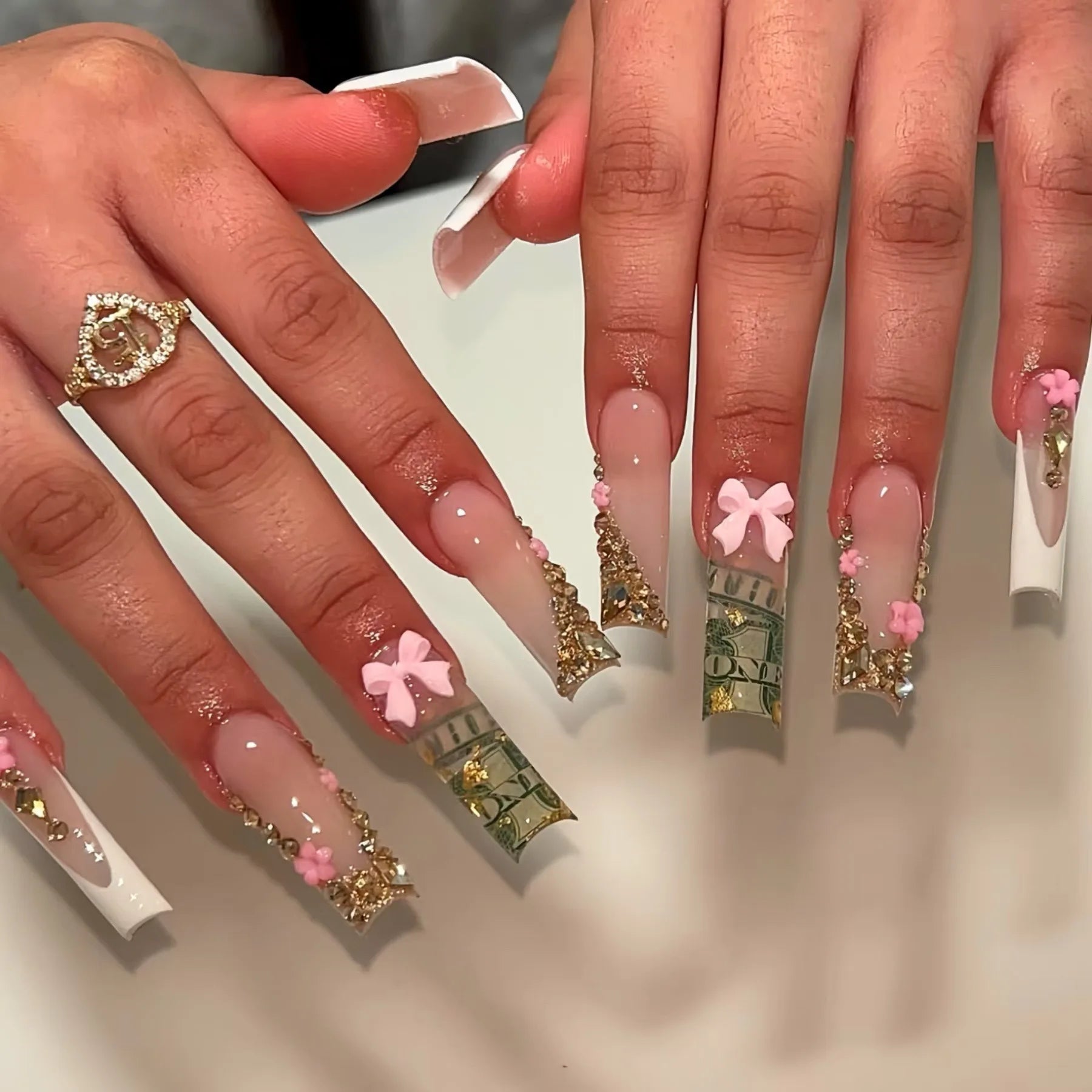 24Pcs Long Square Press on Nails